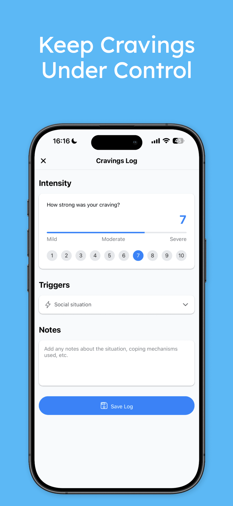 QuitNic app screenshot: Outsmart your cravings