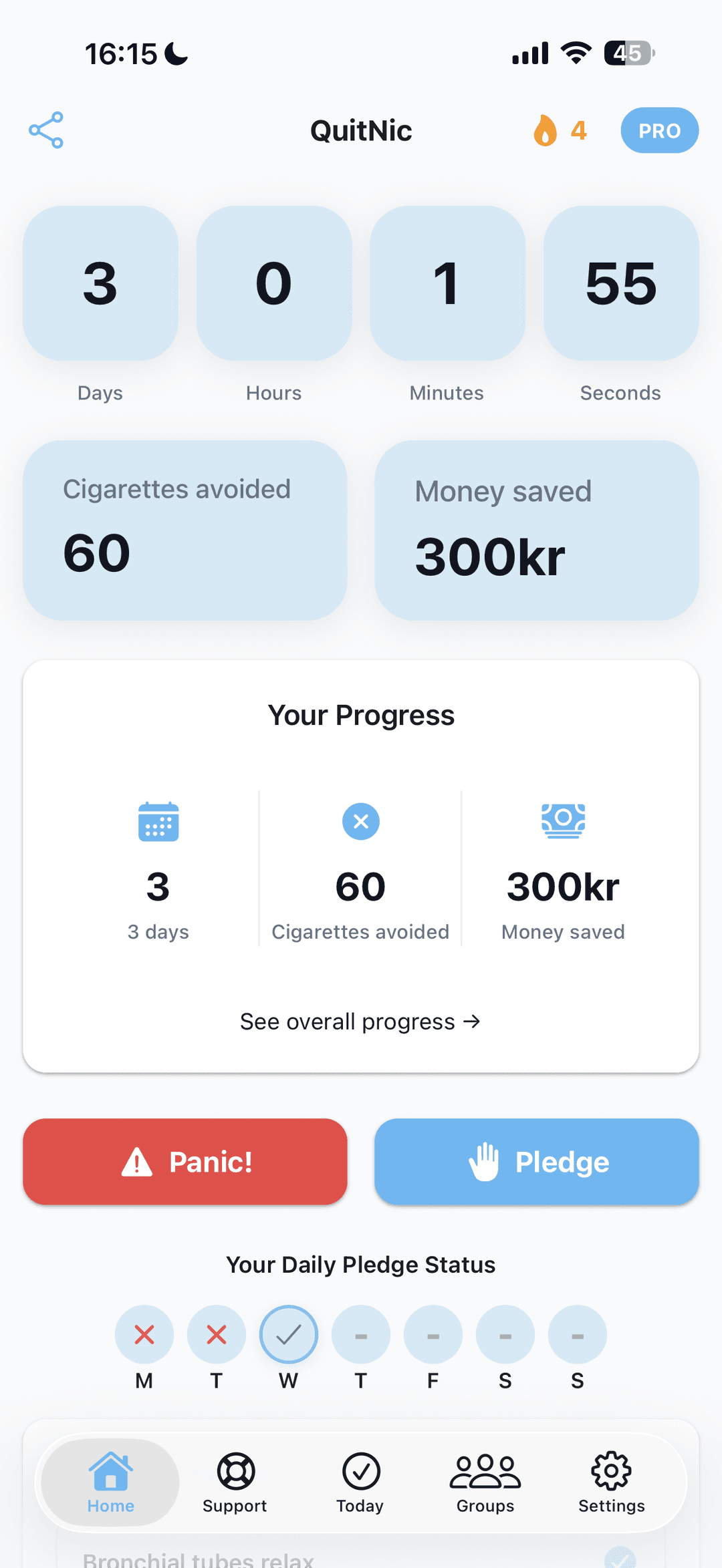QuitNic - Quit Smoking & Snus Tracker App